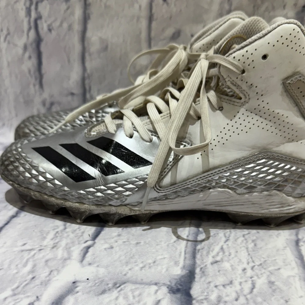 adidas Kids Silver and White Cleats